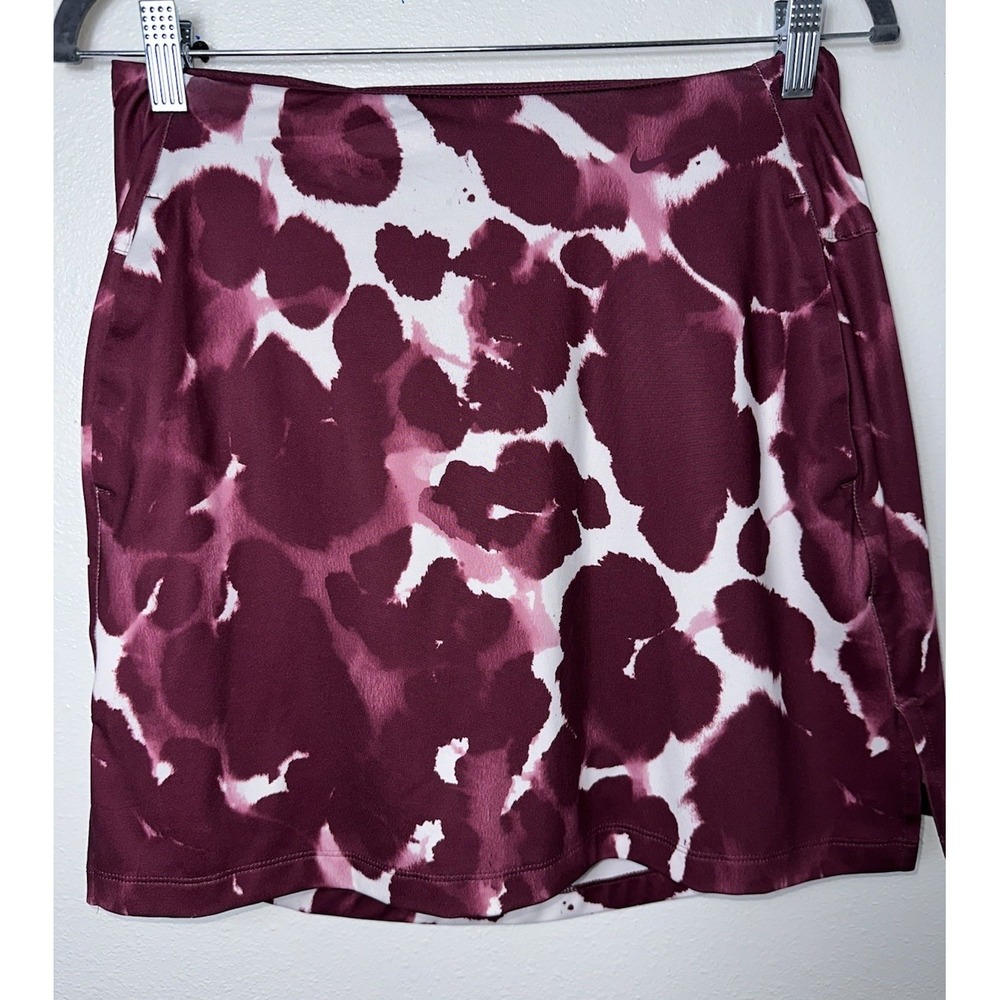 Nike Victory Golf Skirt Skort Womens Dri Fit UV Maroon Floral Animal Print Small
